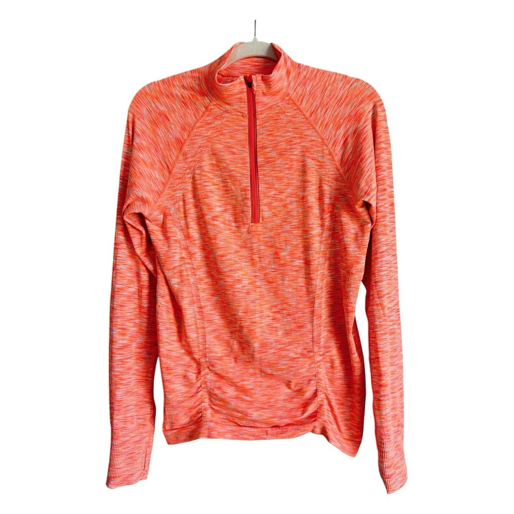 Athleta Momentum Quarter Zip Mock Neck Heathered Running Top Thumbholes‎ XL